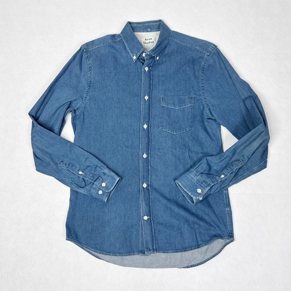 Acne Studios Isherwood Classic Fit Denim Button Down Shirt Mens M Size 48 Blue - Picture 7 of 8